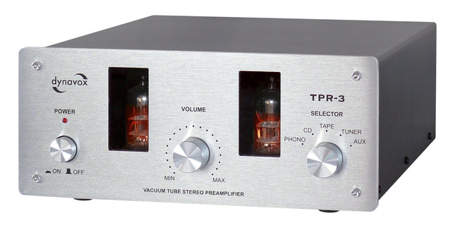 Dynavox TPR-3 buizen voorversterker met phono ingang zilver