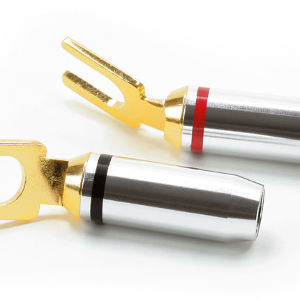 Dynavox kabelschoen plug vork verguld rood/zwart