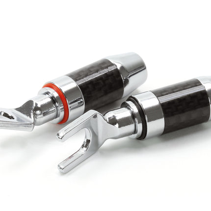 Dynavox kabelschoen plug vork carbon rhodium vergulde set rood/zwart