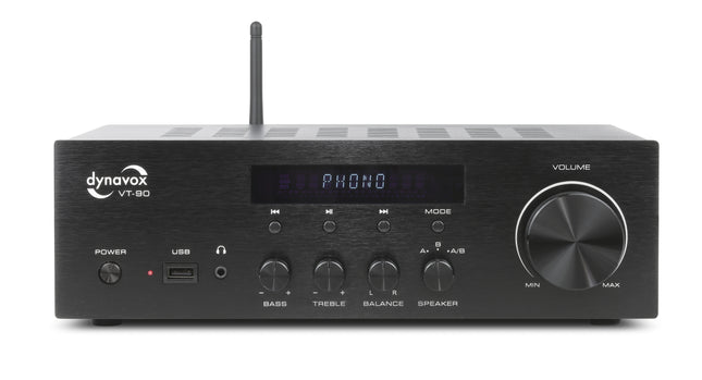 Dynavox VT-90 versterker met Phono en Bluetooth ingang en A+B schakeling